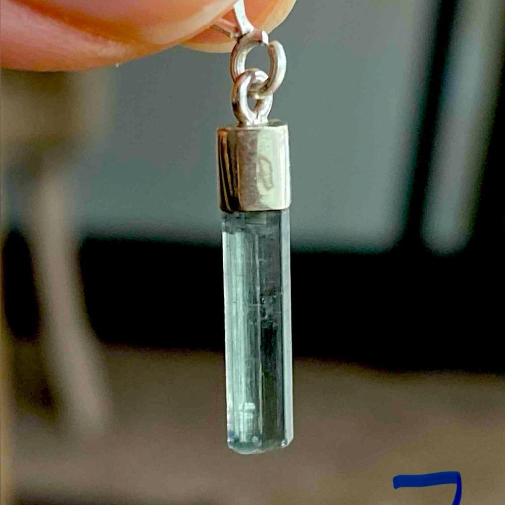 Handmade Beautiful Multicolor Natural Tourmaline & 925 Silver Necklace Pendant - Picture 7 of 11